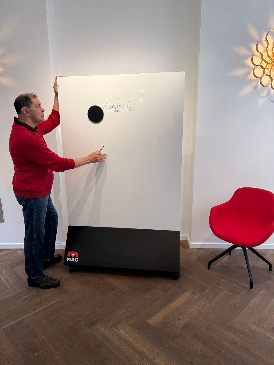 Person demonstrating ease of use for MagPivot as display for spontaneous ideation.